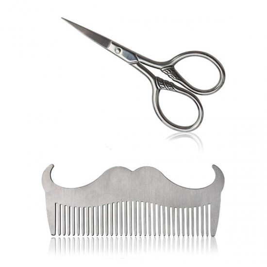6Pcs Set Beard Grooming   Trimming Kit Razor Comb Scissors Mustache Styling Tool
