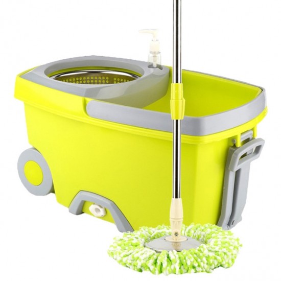 Rotating Double Drive Mop Household Hand Pressing Mop Bucket with Tow mop Head Green Rotating Double Drive Mop Household Hand Pressing Mop Bucket with Tow mop Head Green