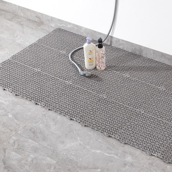 4 PCS Thickened PVC Can Be Spliced Floor Mat Kitchen Bathroom Anti Slip Foot Pad Hollow Injection Pad Size 30x30x1 5cm Grey 4 PCS Thickened PVC Can Be Spliced Floor Mat Kitchen Bathroom Anti Slip Foot Pad Hollow Injection Pad Size 30x30x1 5cm Grey